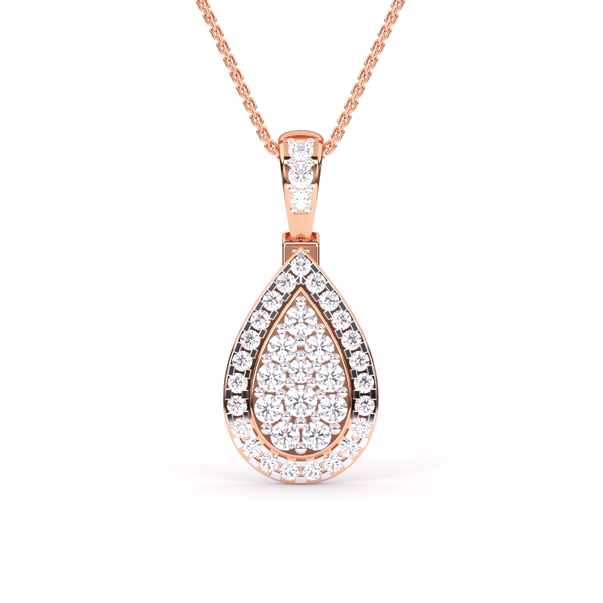 Fancy Pear Shape Diamond Halo Pendant